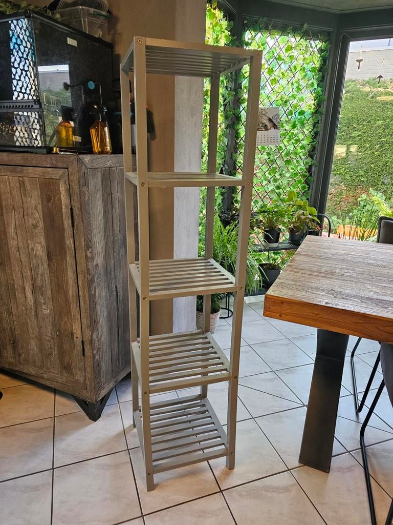 IKEA houten/bamboe stellingkast, grijs, 150x36x36cm, Ophalen, Gebruikt
