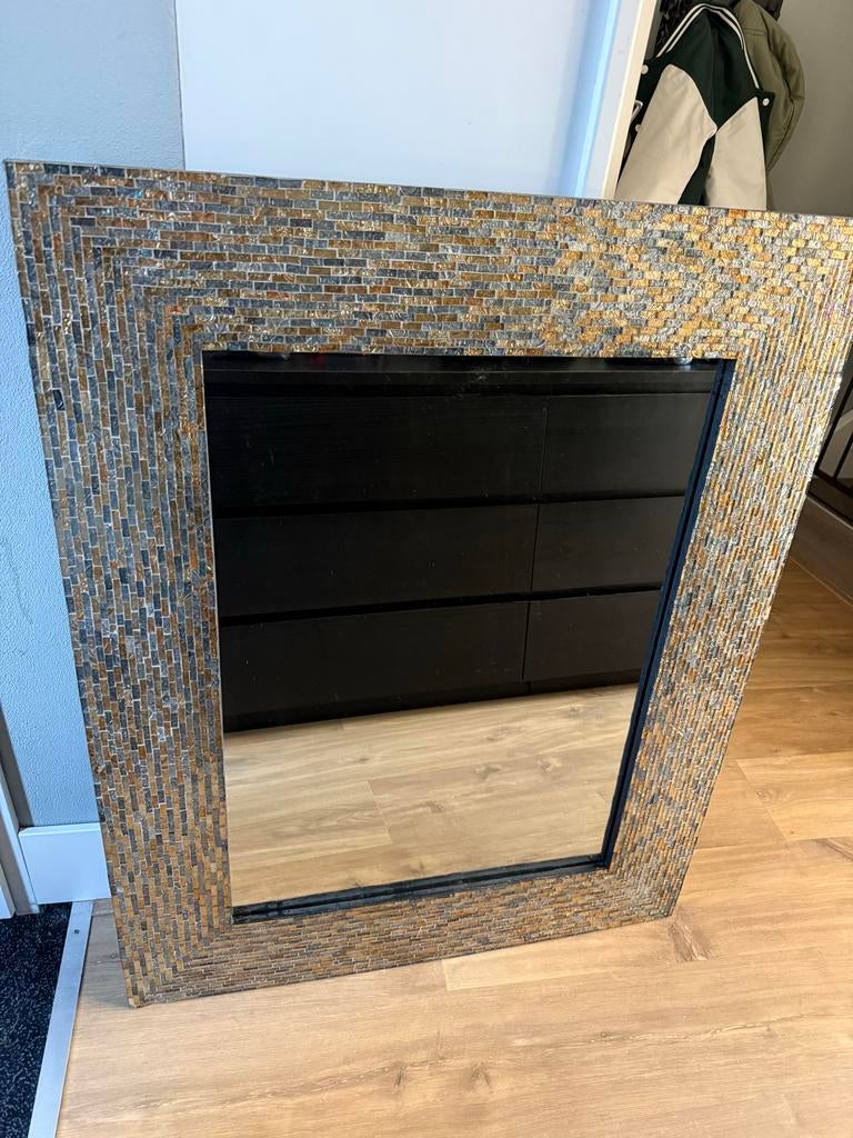 Mooie spiegel met mozaïek rand (Lifestyle) 80x100, Huis en Inrichting, Woonaccessoires | Spiegels, Ophalen, Gebruikt, Rechthoekig