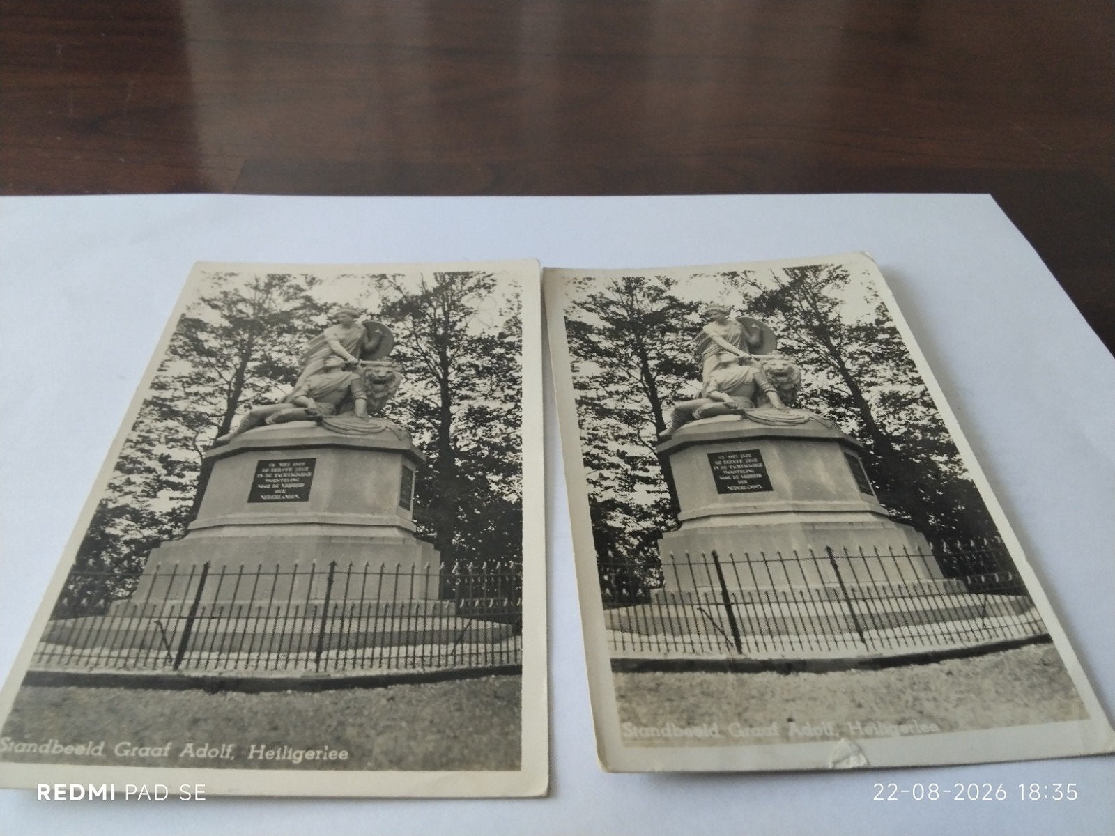 2x Gelopen Ansichtkaart Standbeeld Graaf Adolf Heiligerlee, Ophalen of Verzenden, 1940 tot 1960, Gelopen, Groningen