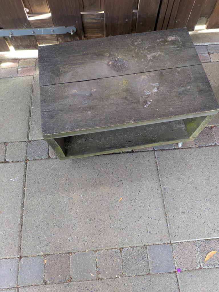 Steigerhouten kist op wielen - 60x39x32 cm, Ophalen, Gebruikt