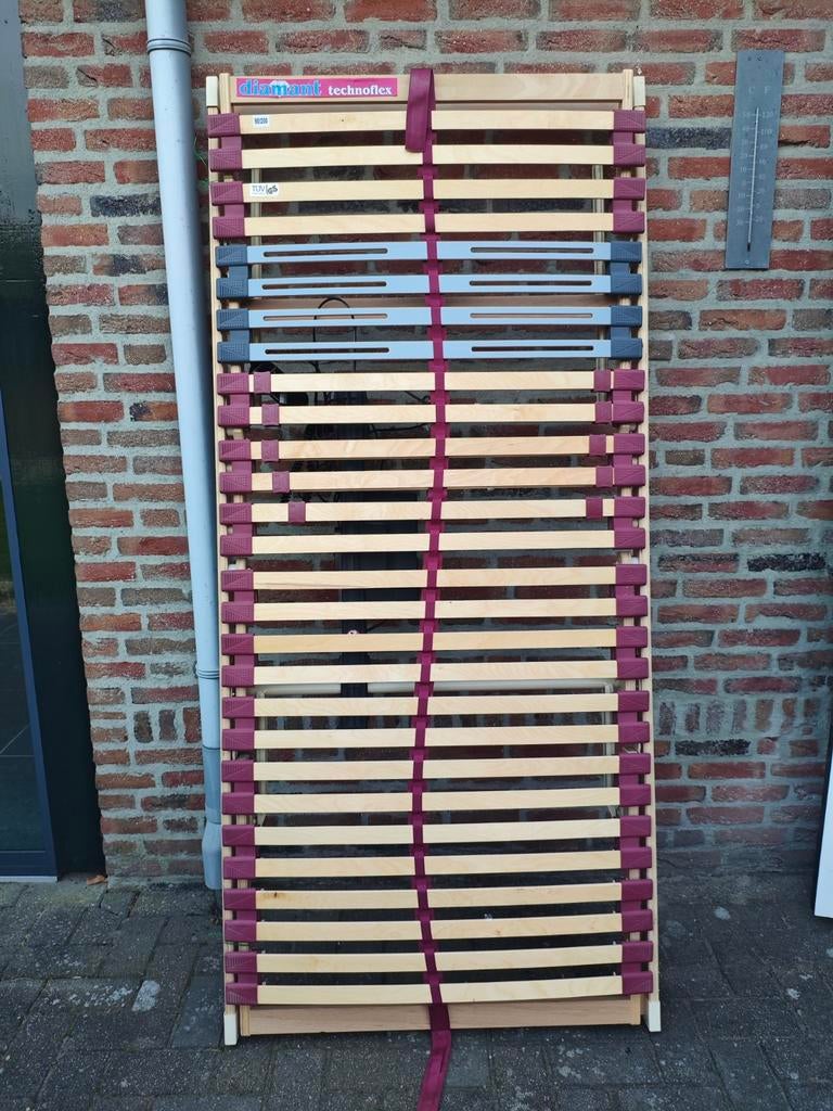 Elektrische lattenbodem 90x200 met 2 pocketvering matrassen, Ophalen, 90 cm, Eenpersoons, 200 cm