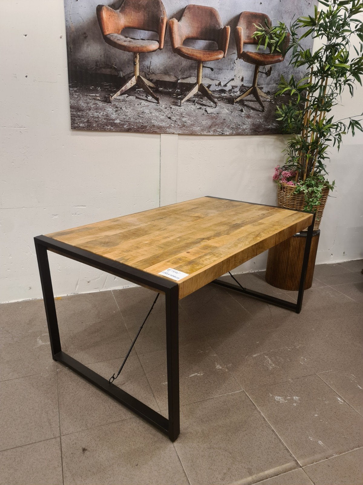 Nieuwe eettafel 160x90cm mangohout metaal €150, Ophalen, Hout, ., Nieuw