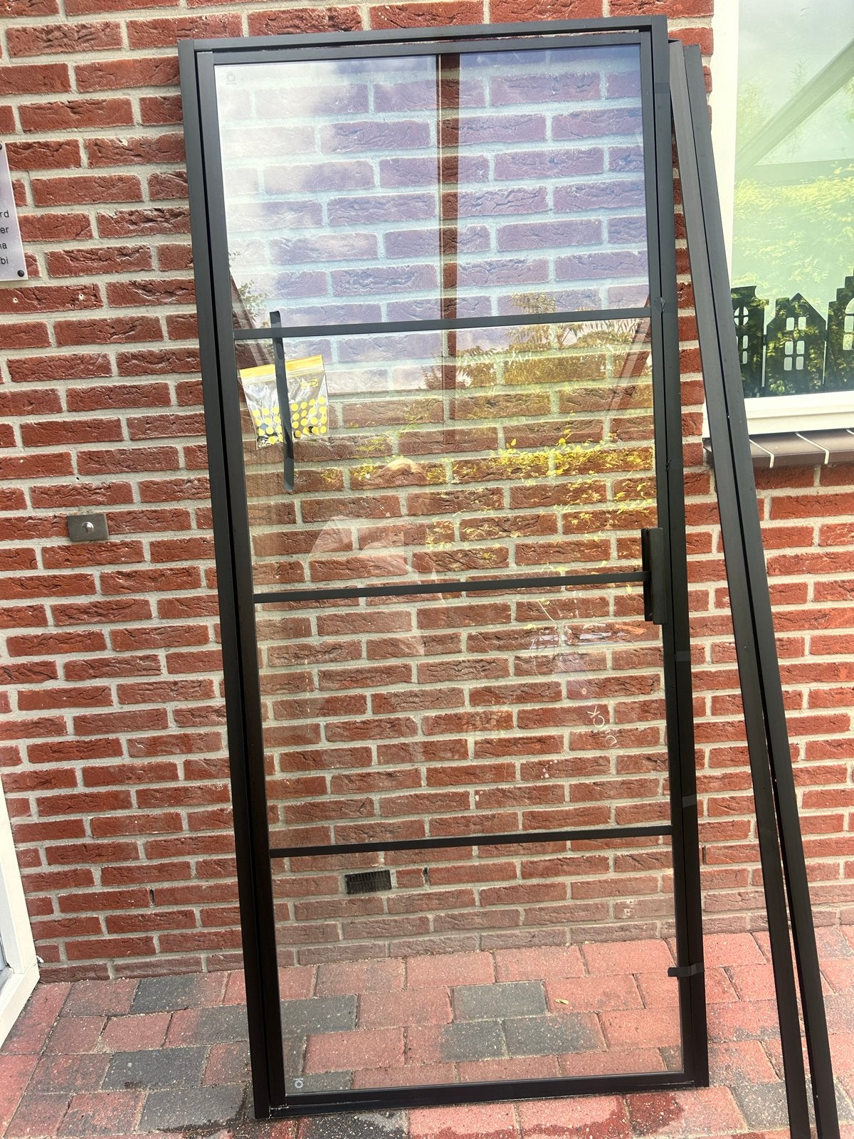 Douchedeur 200x90 cm - Zwart frame, helder glas, Ophalen, Zo goed als nieuw