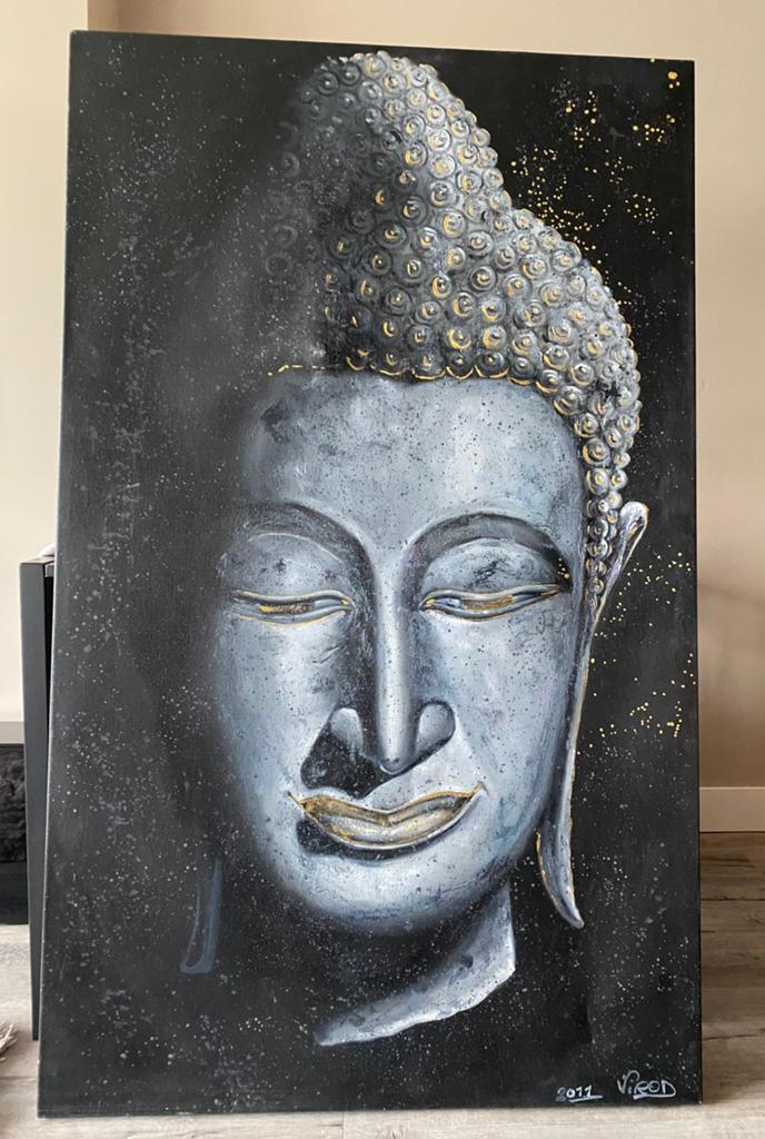 Groot Buddha schiderij, Huis en Inrichting, Woonaccessoires | Schilderijen, Tekeningen en Foto's, Ophalen, 125 cm of meer, Zo goed als nieuw
