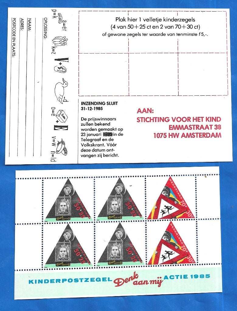 Kinderpostzegels 1985 - Kinderzegelaktie 1985  Denk aan Mij, Postzegels en Munten, Ophalen of Verzenden, Na 1940, Postfris