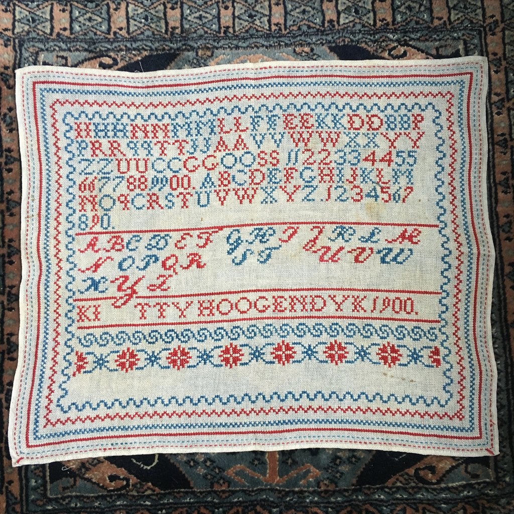 Antieke merklap uit 1900, borduurwerk, Ophalen of Verzenden