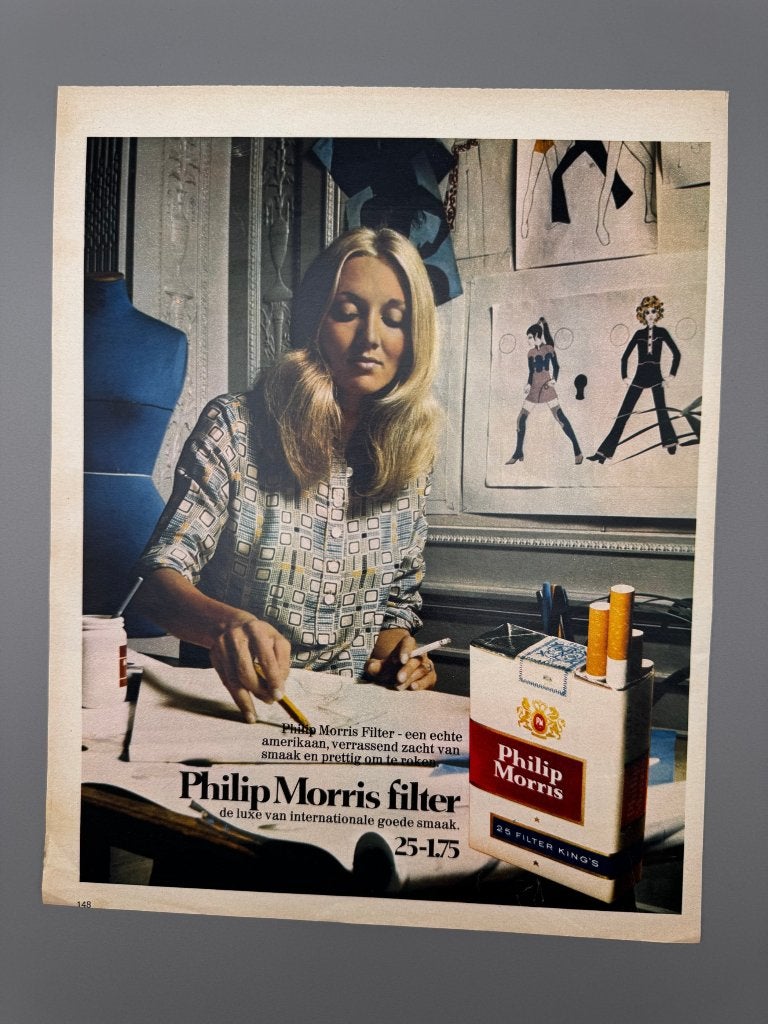 Vintage reclame Philip Morris filter sigaretten, Verzenden, Gebruikt, Overige typen