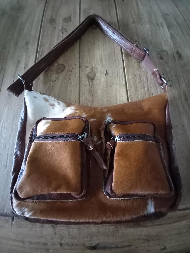 Tas van Bear Design - echt leer en koeienhuid, Ophalen of Verzenden, Nieuw, Bruin, Schoudertasje