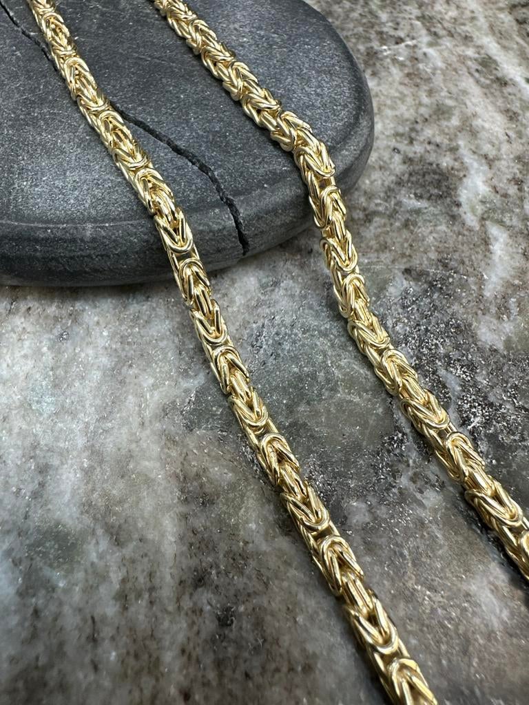 14k Gouden Koningsketting 4 mm 55 cm, Ophalen of Verzenden, Nieuw, Goud