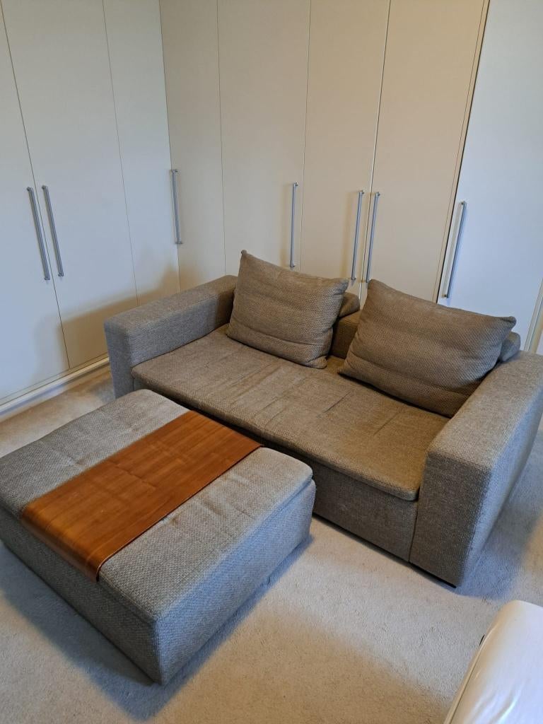 Tweepersoonsbank met poef - BoConcept, Ophalen, Gebruikt, 100 tot 125 cm, Tweepersoons