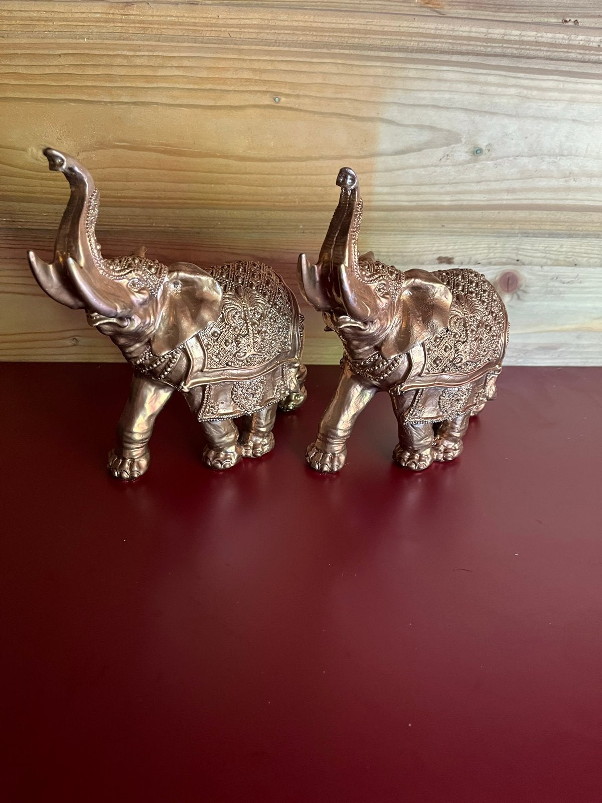 Decoratieve koperen Olifanten Beeldjes - Set van 2, Ophalen of Verzenden, Oosters, Zo goed als nieuw, Goud