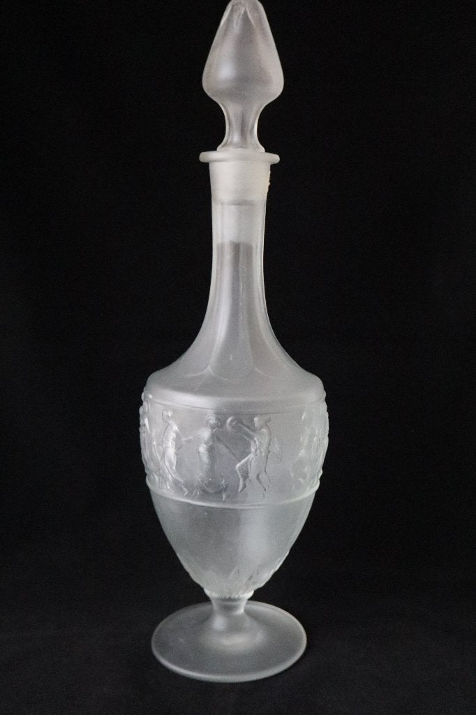 Antieke Franse Art Deco karaf van mat glas, circa 1910-1920, Ophalen