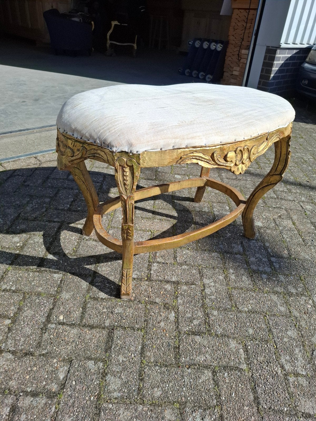 Barok ottoman/loveseat/poef, Ophalen, Rond, 50 tot 75 cm, 50 tot 75 cm