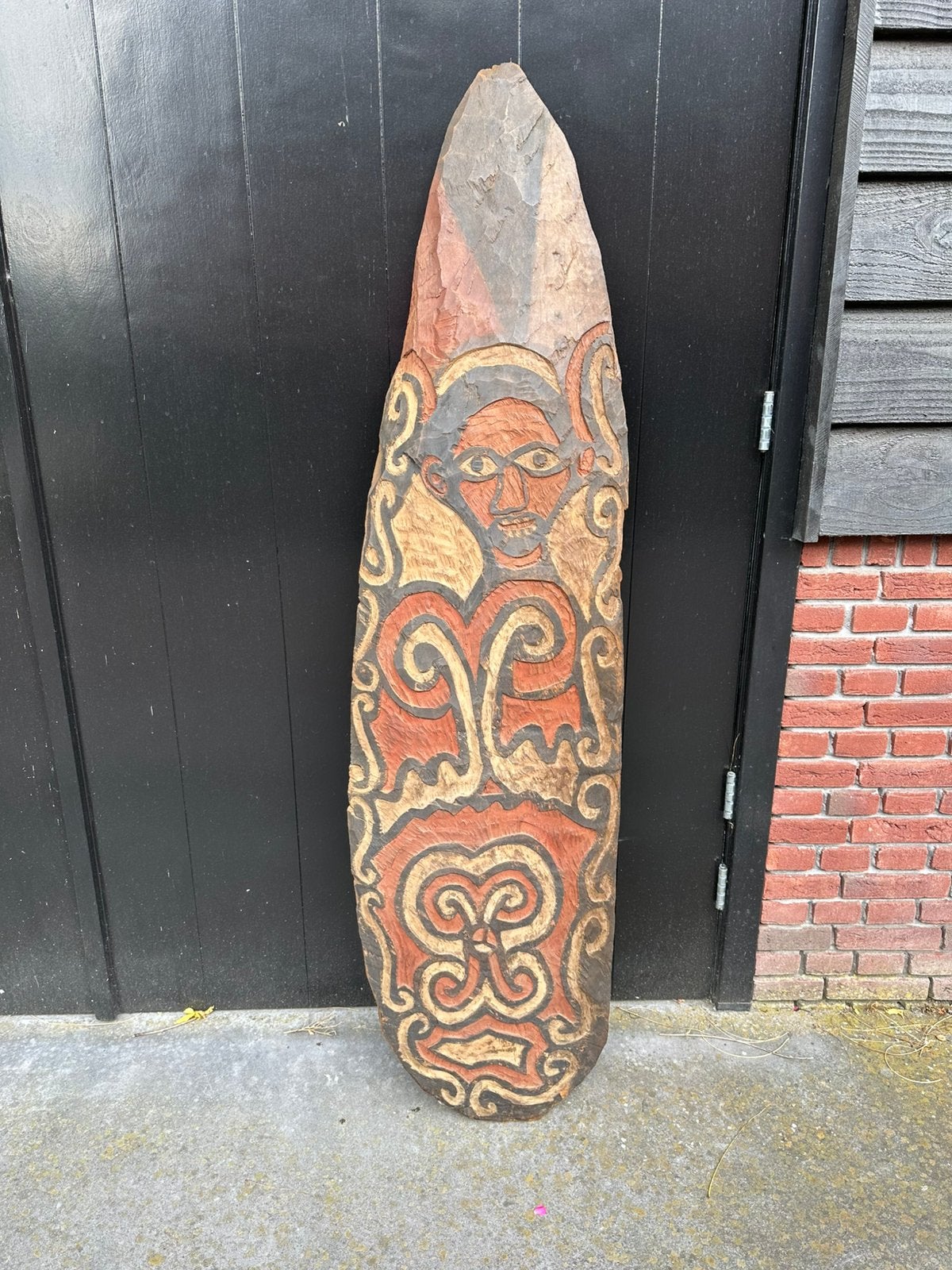 Groot Authentiek Asmat Schild (Jamasj) – Papoea – 172 cm, Antiek en Kunst, Overige typen, Papoea-Nieuw-Guinea, 172 cm, Meerkleurig