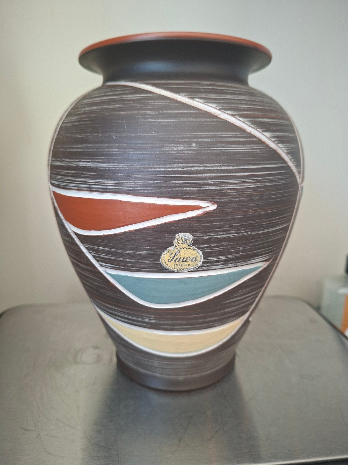 Vintage jaren '50 Sawa vaas met Sgraffito Decor H.M. Muller, Ophalen of Verzenden