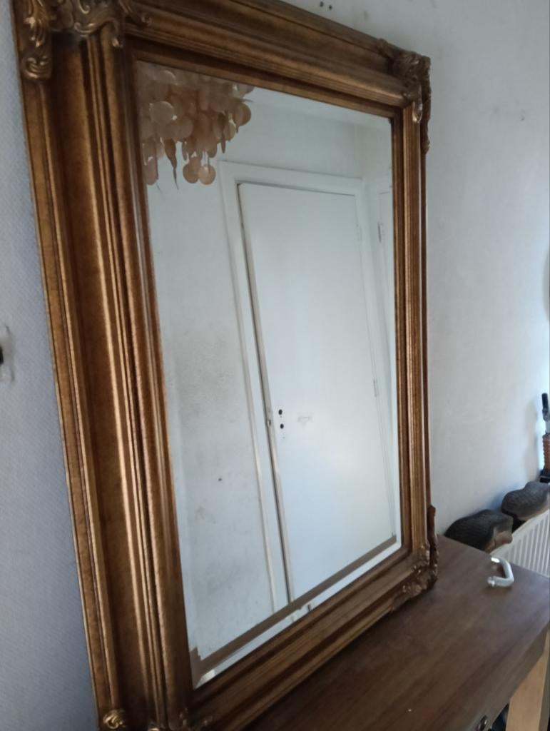 Grote Antieke Gouden Spiegel - Barok Stijl 120 / 90, Huis en Inrichting, Woonaccessoires | Spiegels, Ophalen, Gebruikt, 100 tot 150 cm