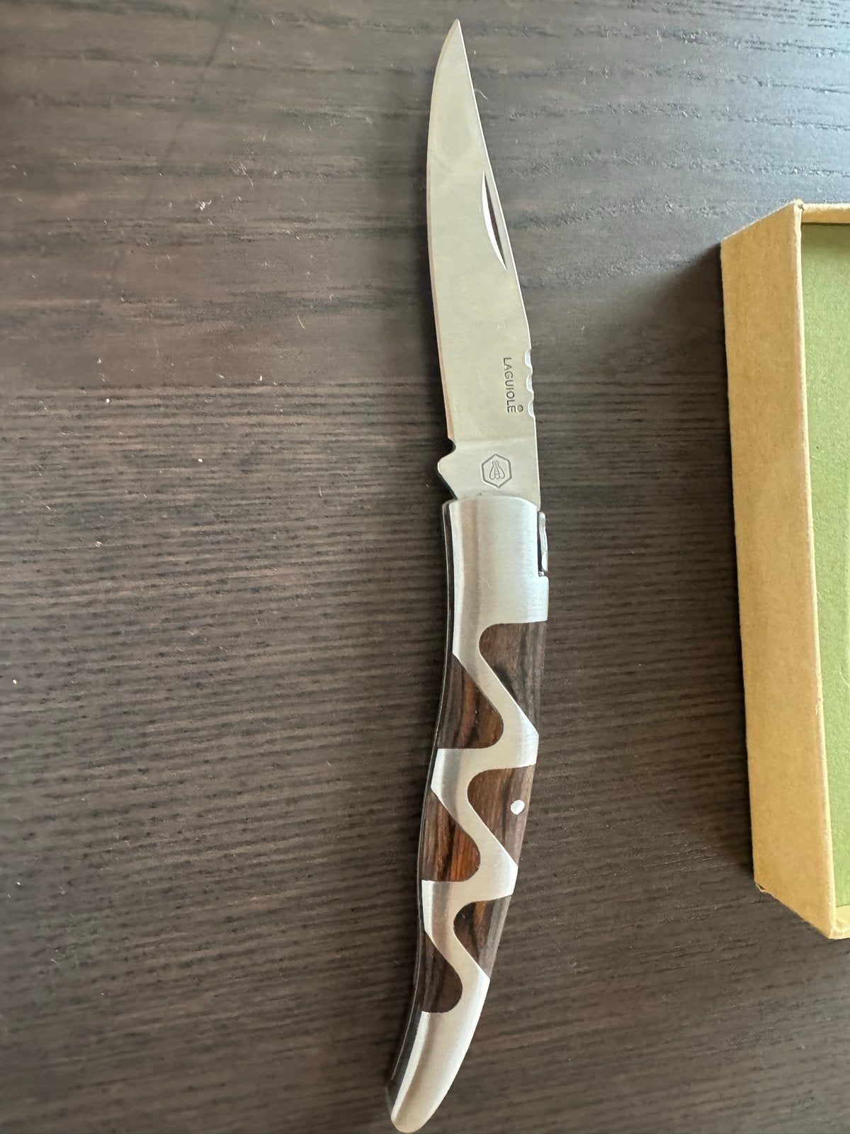 Laguiole Zakmes met Houten Handvat en RVS Inleg, Antiek en Kunst, Ophalen of Verzenden