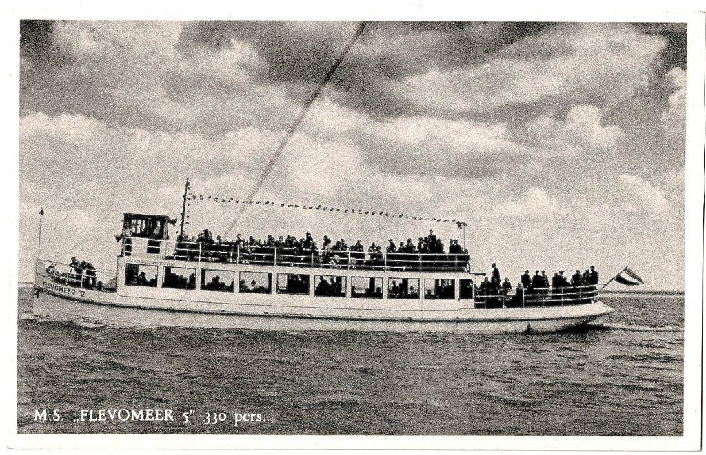 Harderwijk gld, salonboot ms Flevomeer, ongelopen,, Verzenden, 1940 tot 1960, Ongelopen, Gelderland