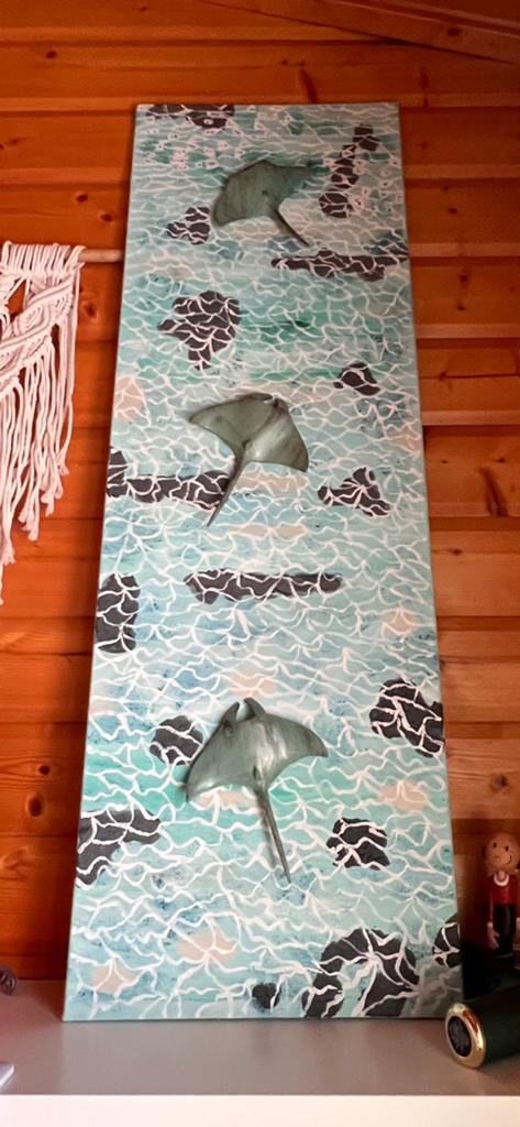 Schilderij met Mantas, Minder dan 50 cm, 100 tot 150 cm, Nieuw, Ophalen of Verzenden