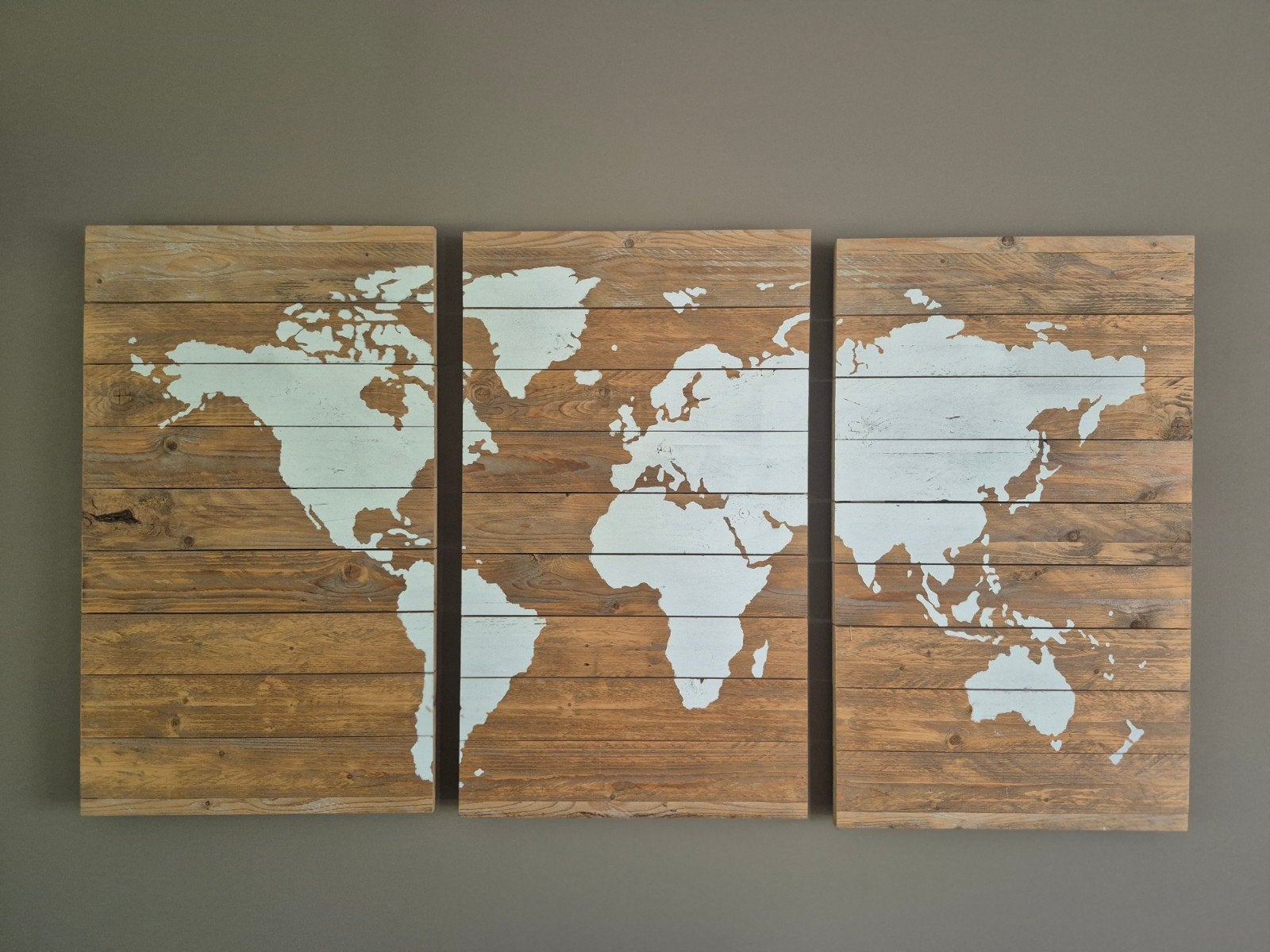Prachtige houten wereldkaart 3 luik, Ophalen