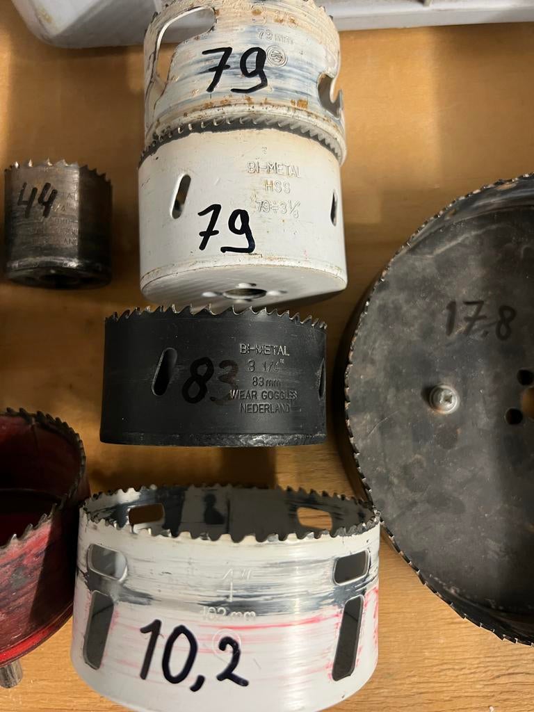 Gatenzagen set diverse maten met 2 adapters, Ophalen of Verzenden, Gebruikt, Overige typen