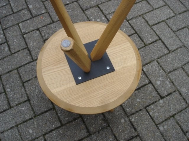 Twee LUMZ eiken bijzettafeltjes Giani Zento, 45 tot 60 cm, Minder dan 55 cm, Gebruikt, Rond