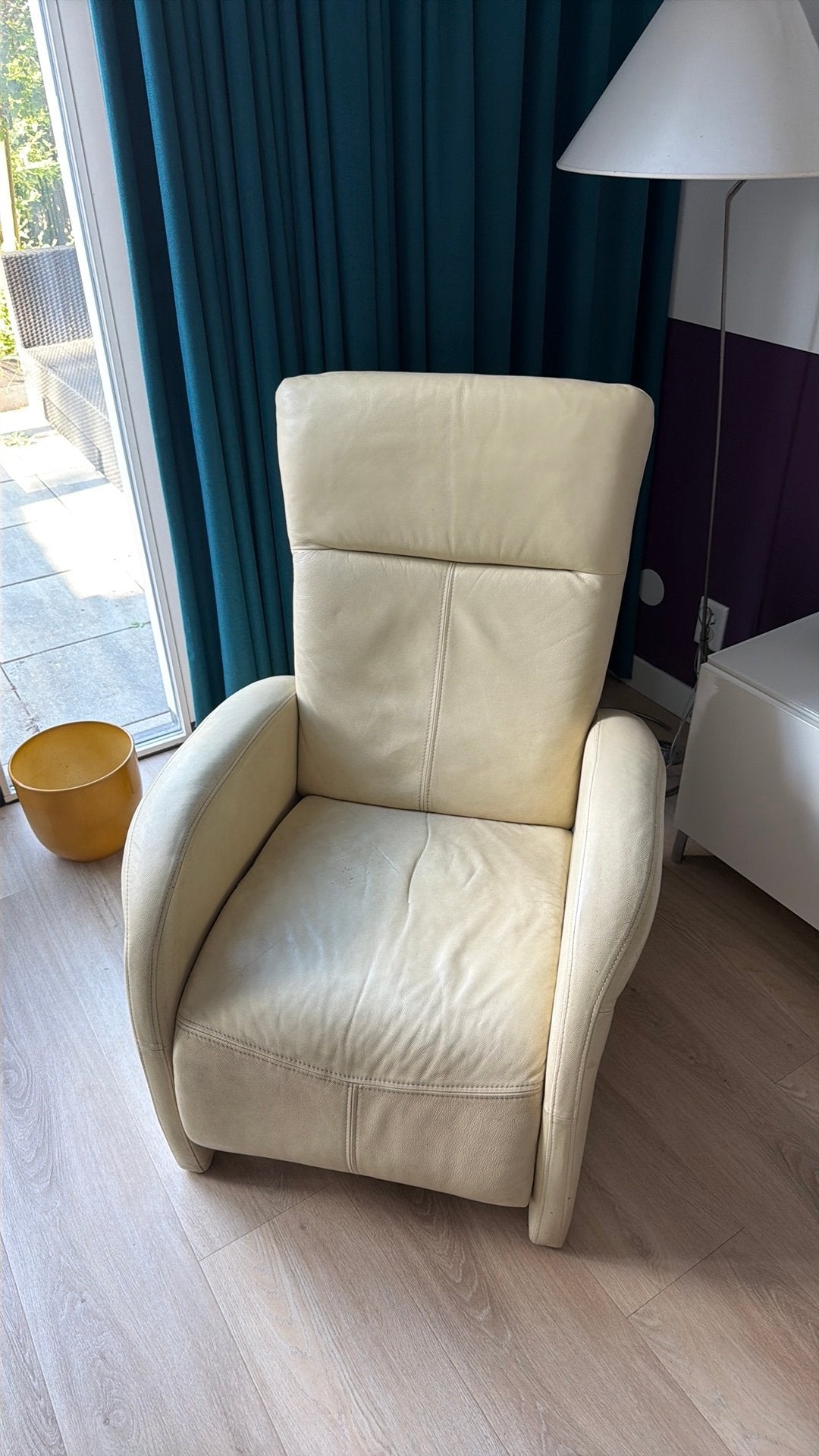 Prominent relax stoel leer, Huis en Inrichting, Ophalen, Minder dan 75 cm, Leer, Zo goed als nieuw