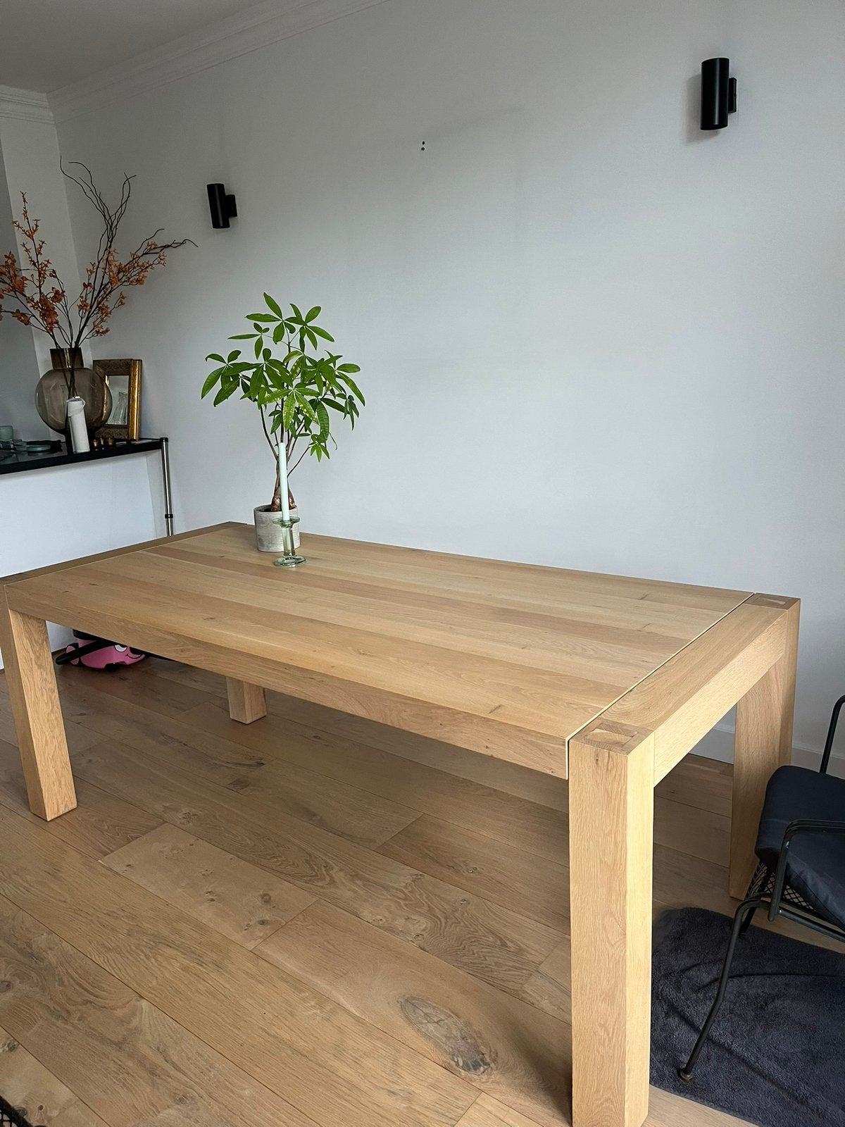Eikenhouten tafel, Ophalen, 200 cm of meer, 50 tot 100 cm, Zo goed als nieuw