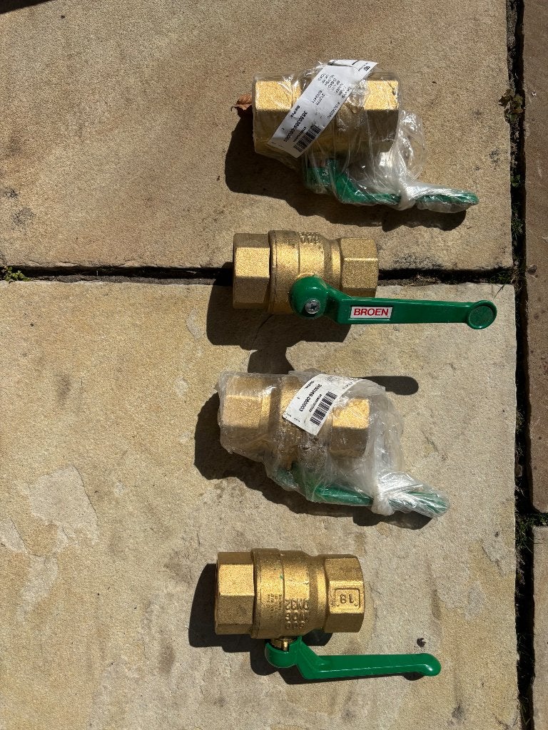 4x Afsluiters 1 1/4 brons, Ophalen, Koper, Douche