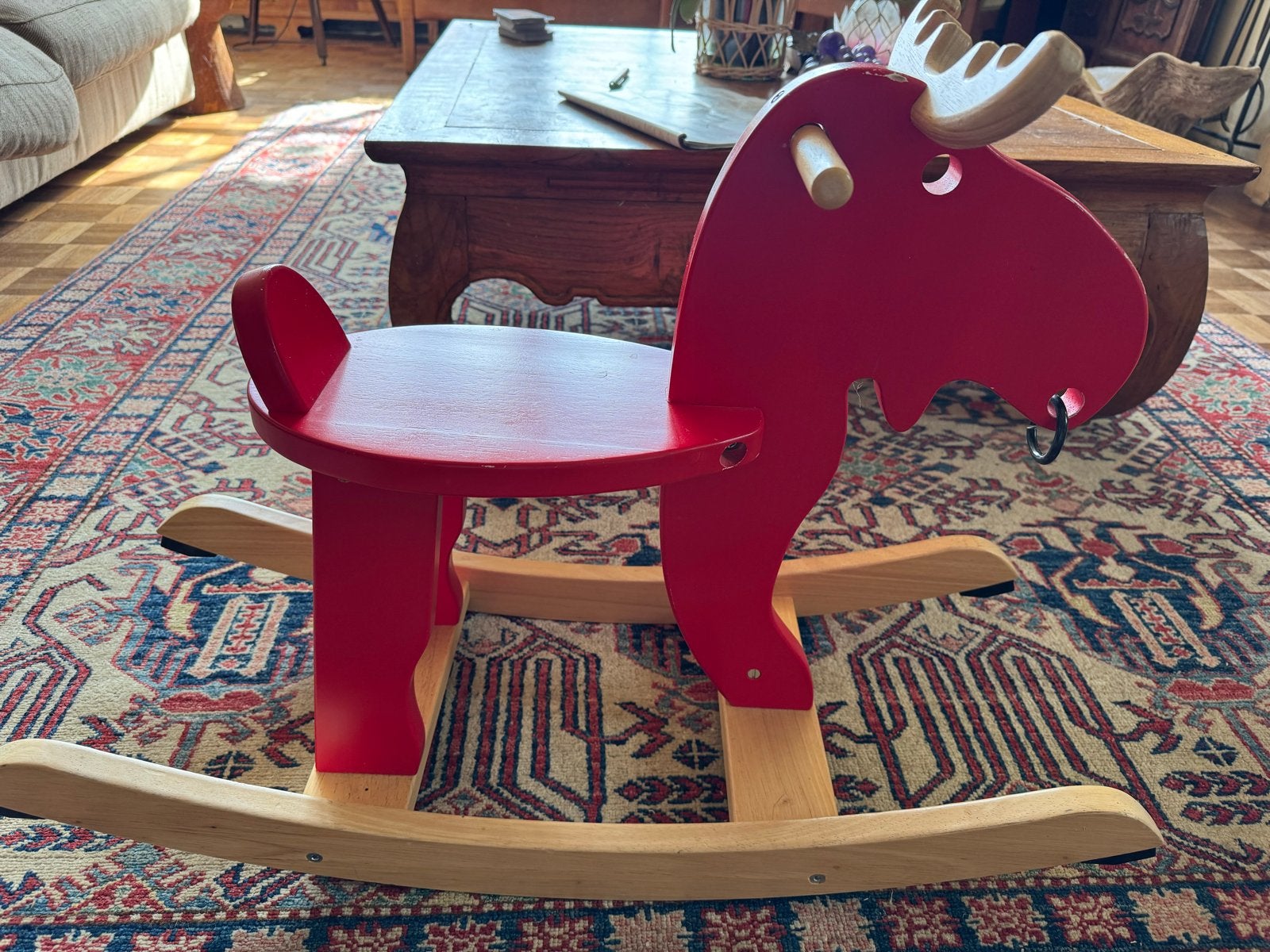 Houten Hobbel-eland - Rood, Ophalen, Gebruikt