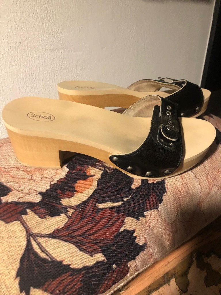 Scholl klompjes 40, Verzenden, Zwart, Sandalen of Muiltjes, Zo goed als nieuw