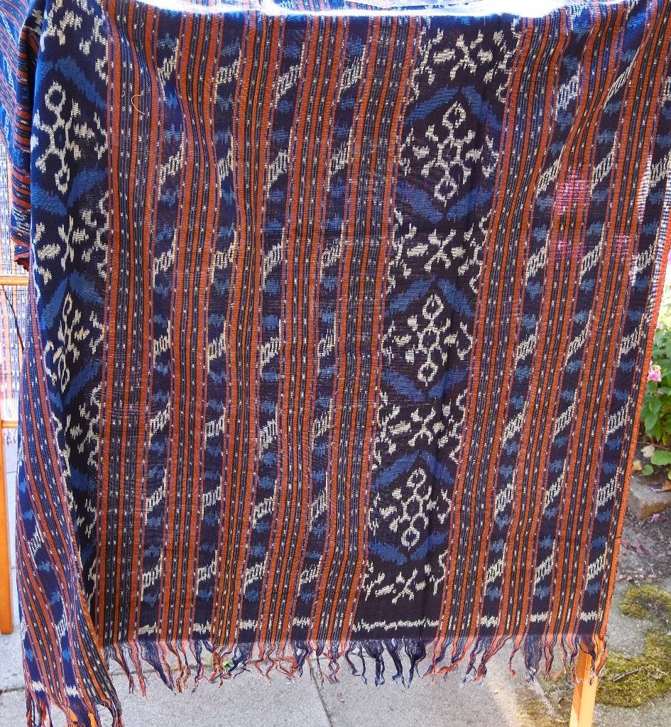 Nieuw - Ikat stof uit Lombok Indonesië, Hobby en Vrije tijd, Stoffen en Lappen, Blauw, 120 cm of meer, Nieuw, Ophalen of Verzenden