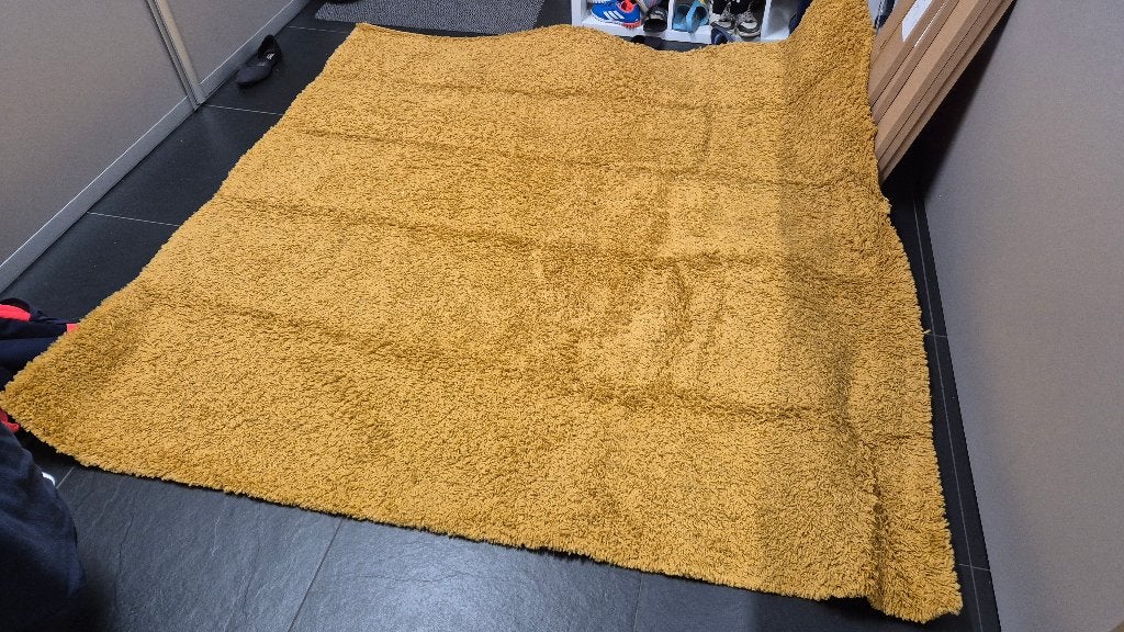 kleed mosterkleur 2x2m, Huis en Inrichting, Stoffering | Tapijten en Kleden, Ophalen, Gebruikt, Geel, Vierkant