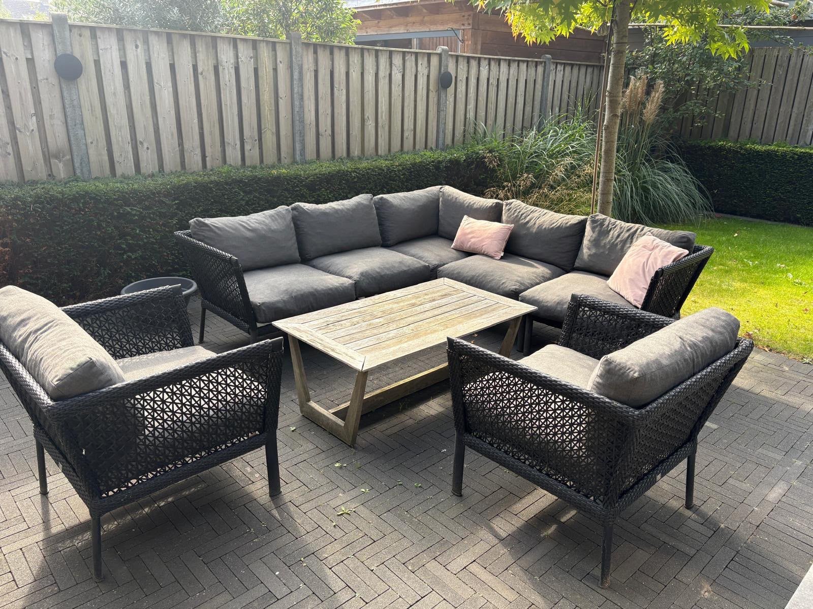 Luxe lounge tuinset, bestaande uit losse koppelementen., Ophalen, Gebruikt, Loungeset, Wicker