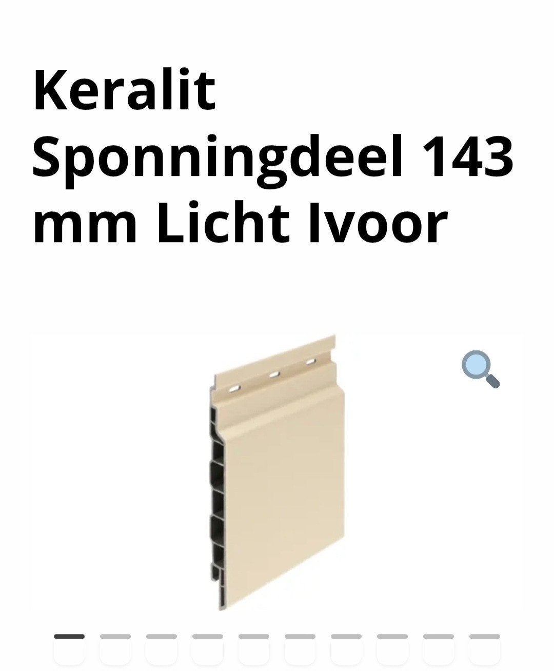 Keralit Licht Ivoor sponningsdeel 143 mm ral 1015, Ophalen of Verzenden, Nieuw