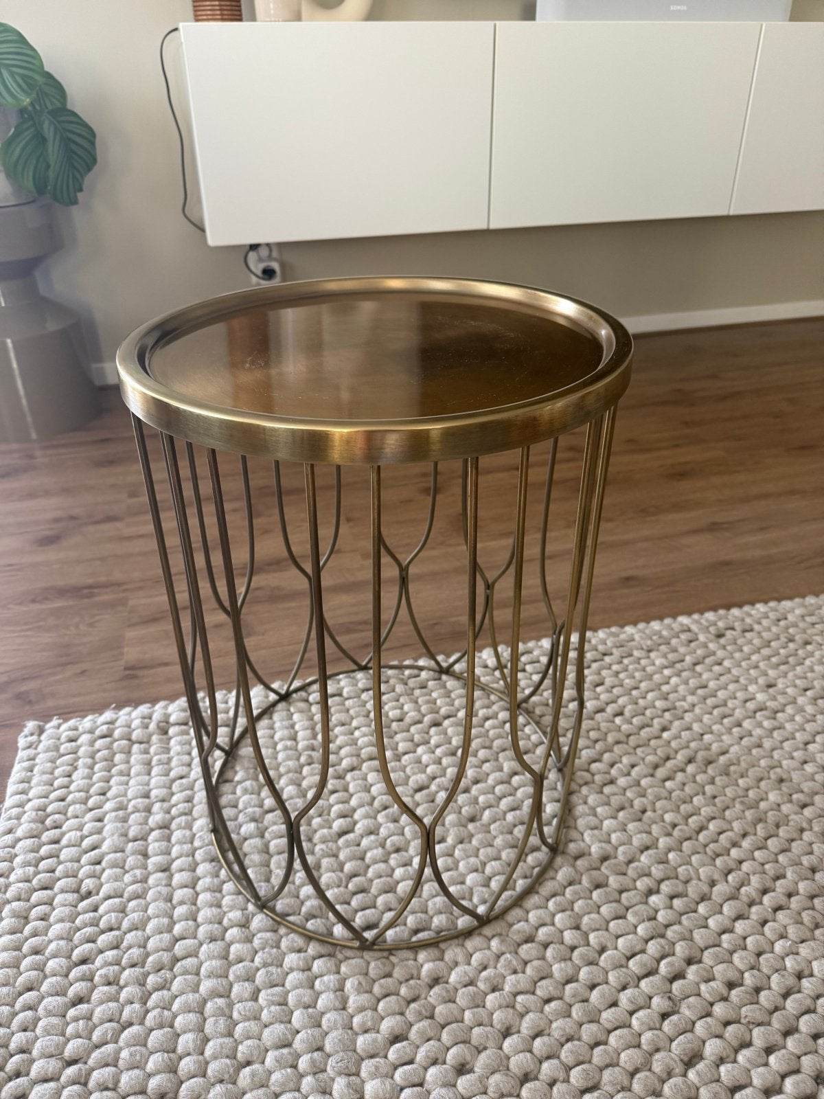 Gouden bijzettafel/plantenstandaard, Ophalen, Minder dan 45 cm, Minder dan 55 cm, Gebruikt