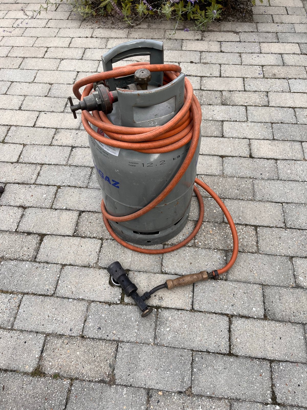 Propaan gasfles met brander en slang, Ophalen of Verzenden, Gebruikt
