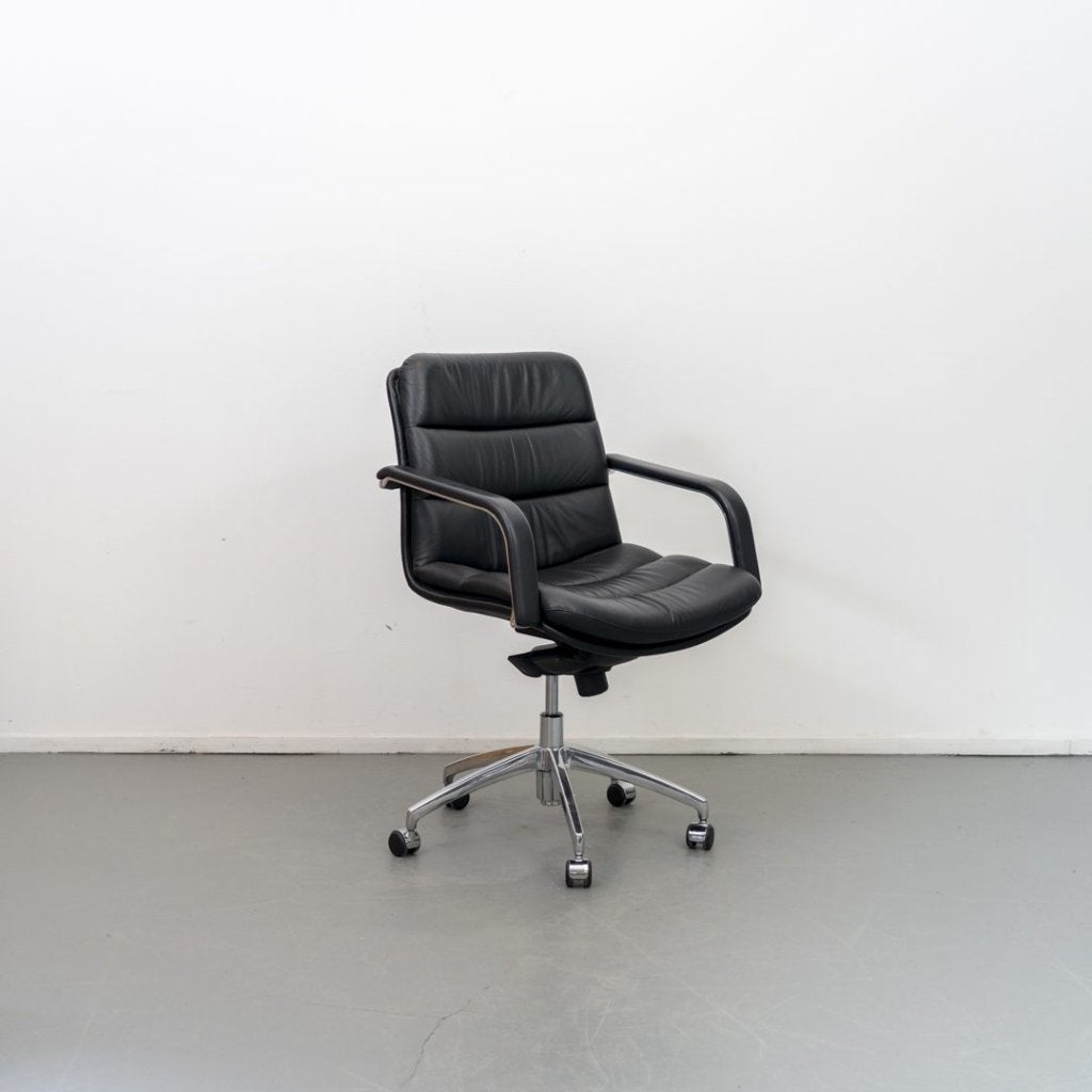 Artifort Channel Bureaustoel Zwart Leer, Niet ingevuld, Gebruikt, Niet ingevuld, Niet ingevuld
