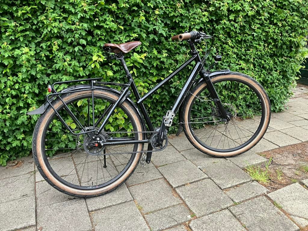 Idworx Opinion M frame 52 cm Pinion C1.12 Riem Gates, 28 inch, Gebruikt, 10 tot 15 versnellingen, 50 tot 53 cm