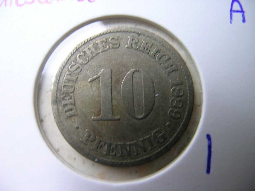 10 Pfennig 1889 A Duitsland (nr 1), Ophalen of Verzenden, Duitsland, Losse munt