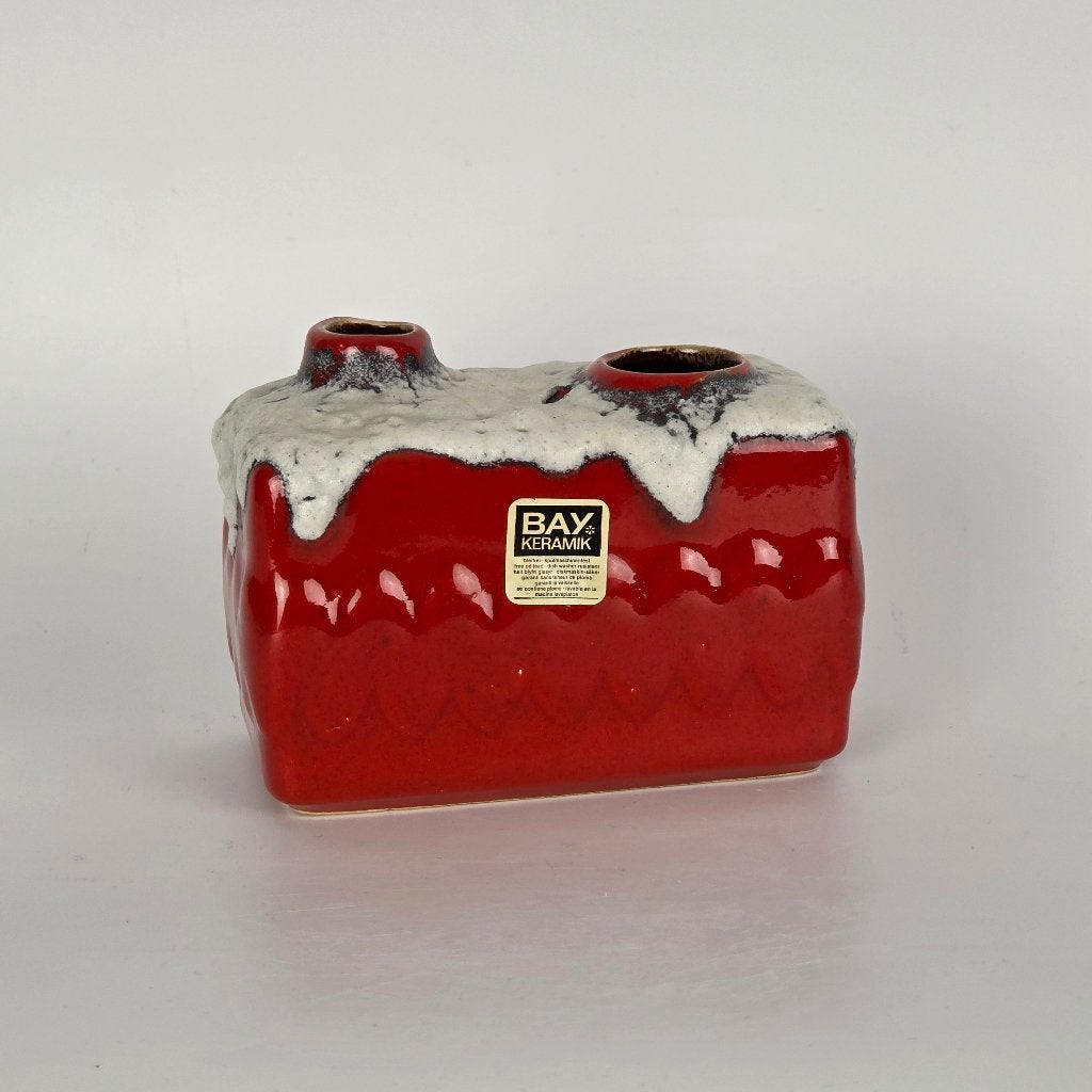 West-Duitse Fat Lava vaas. Bay Keramik 376-10. rood en wit, Ophalen of Verzenden