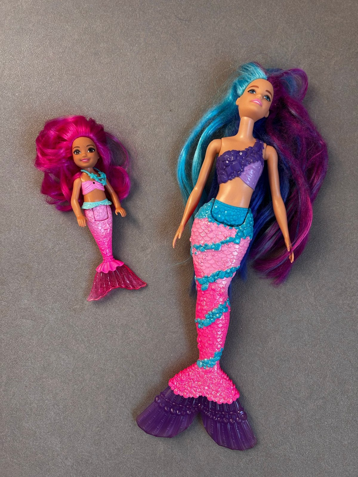 Barbie Zeemeermin Poppen Set - Grote en Kleine Pop, Kinderen en Baby's, Ophalen of Verzenden, Zo goed als nieuw, Barbie