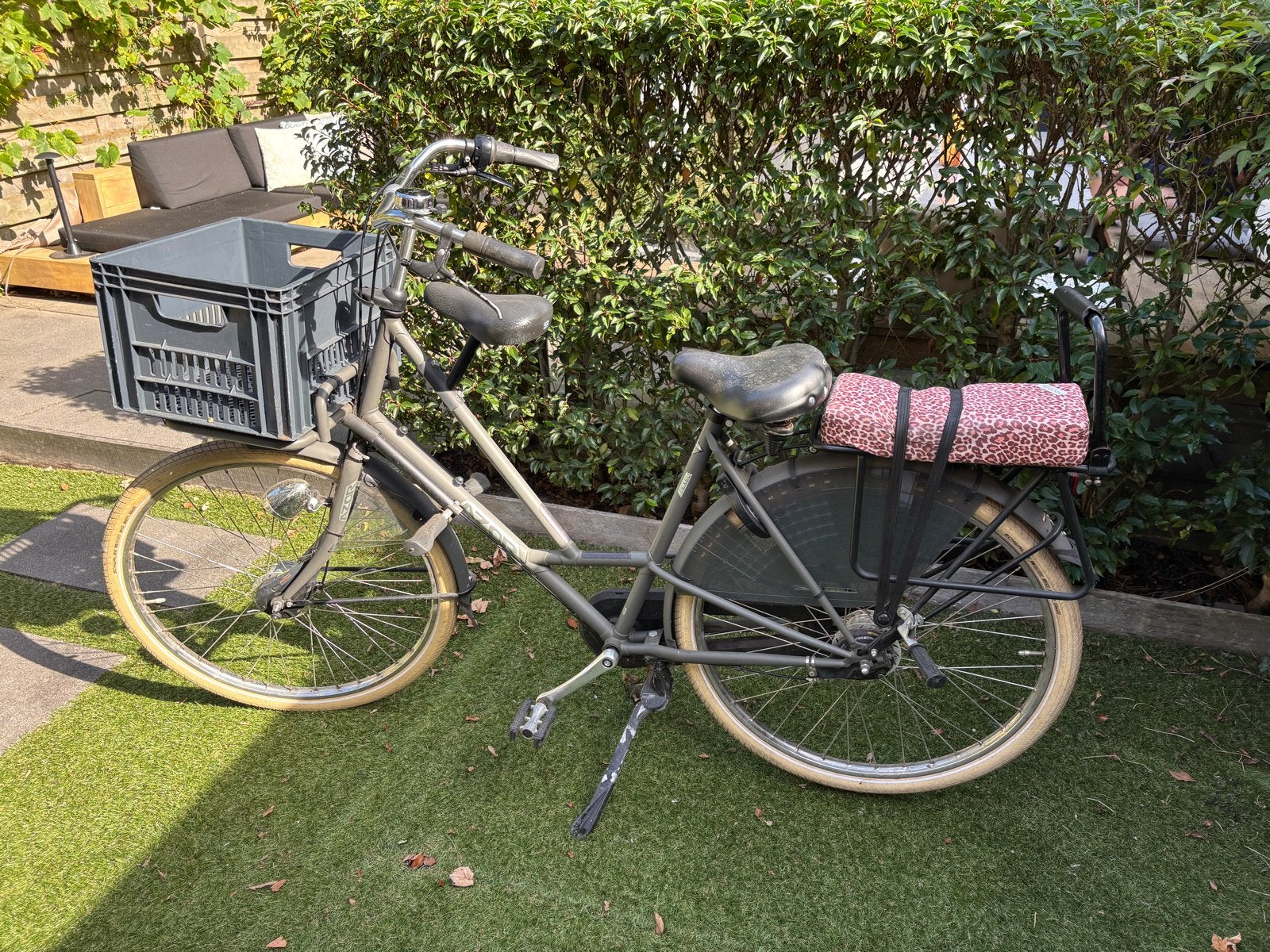 Azor Texel Stadsfiets Dames 55 cm met Voordrager en Krat, Ophalen, Versnellingen, Trommelrem, 53 tot 56 cm