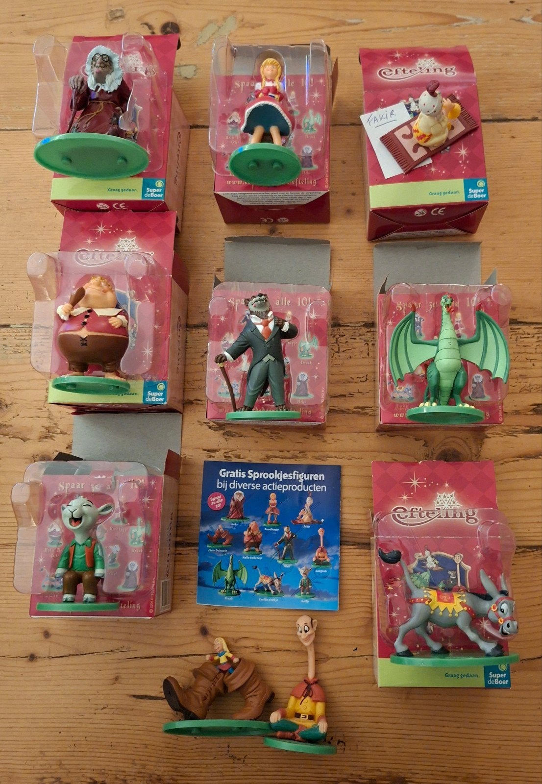 Efteling figuurtjes in doos (2 niet) reclame Super de Boer, Ophalen of Verzenden, Nieuw, Beeldje of Poppetje