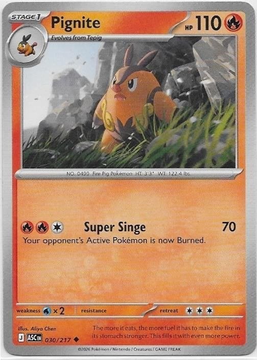 Ascended Heroes,  Pignite [uncommon] 30/217, Verzenden, Nieuw, Losse kaart