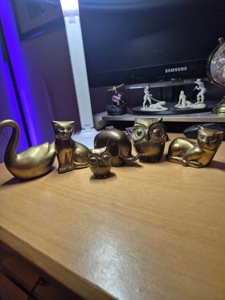 Verzameling van 6 messing dierenbeeldjes, Made in Korea, Ophalen of Verzenden