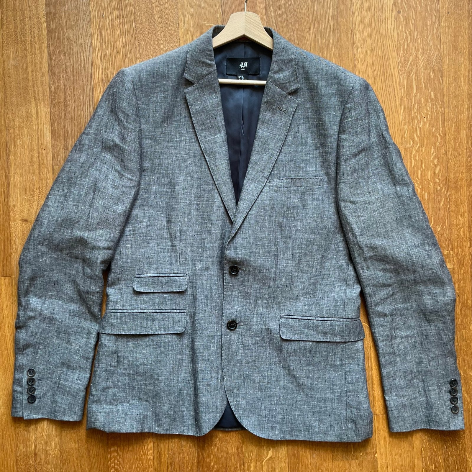 Stijlvol Linnen Colbert Maat 52 van H&M, Ophalen of Verzenden, Zo goed als nieuw, Maat 52/54 (L), Grijs