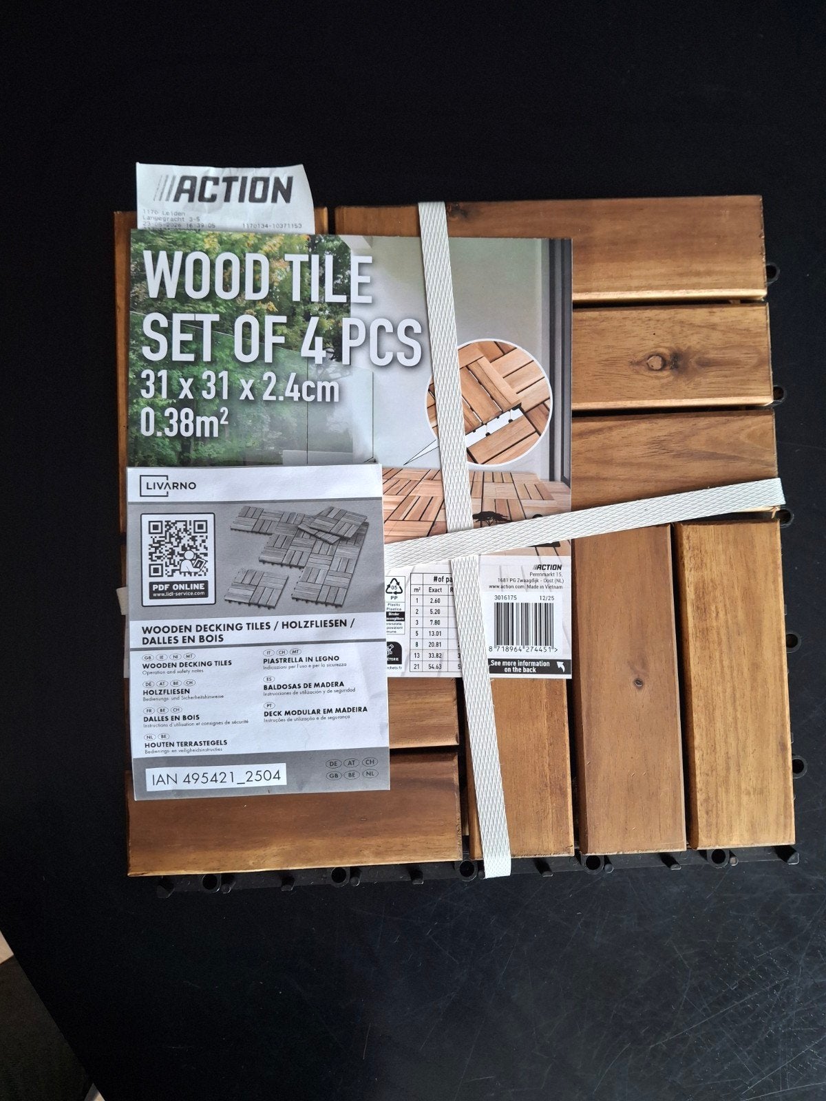 Action / Lidl Livarno acacia houten terrastegels (4 stuks), Tuin en Terras, Ophalen, Nieuw, Hout
