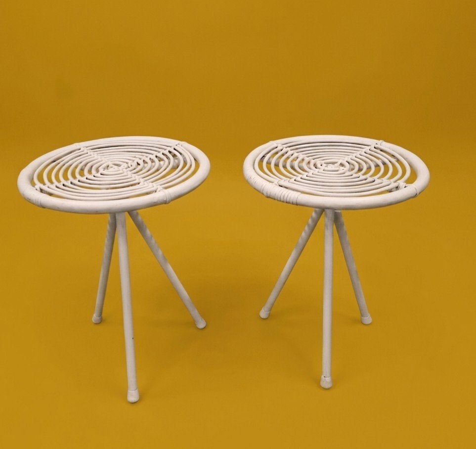 Set vintage krukje bijzettafel Rohé Noordwolde trio kruk, Ophalen of Verzenden, Huis en Inrichting