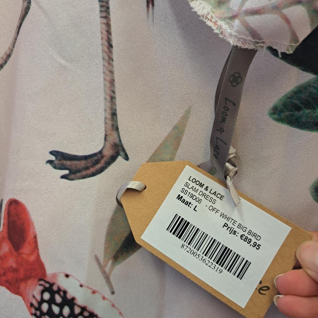 Loom & Lace jurk nieuw met grote flamingo's mt L nr 45100, Loom & lace, ., Maat 42/44 (L), Nieuw